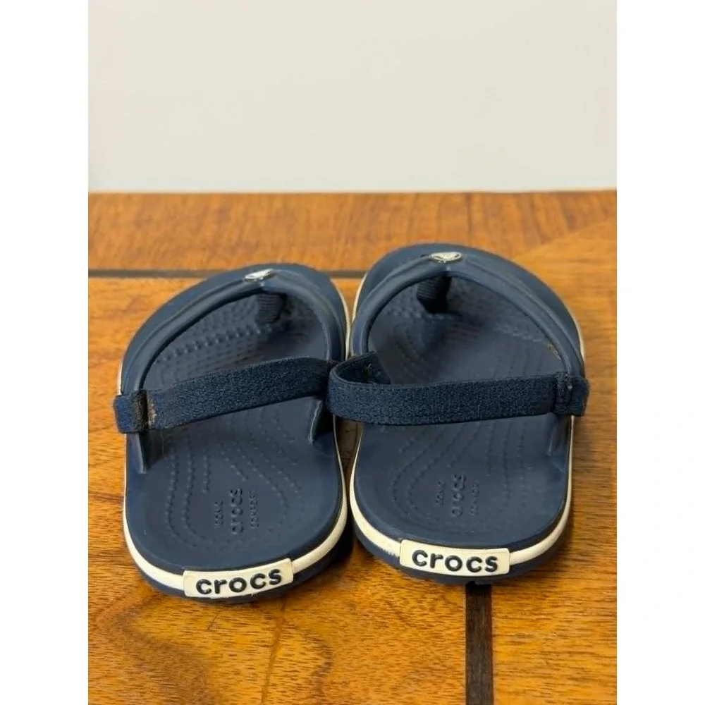 Crocs‎ Kids 6 Croc band Strap Flip Flops Navy Blue slip on Sandals Water shoes